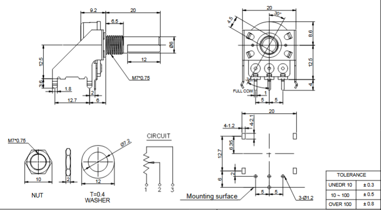 Potenciómetro para Amplificadores Fender D Shaft B50k Lineal - Image 2